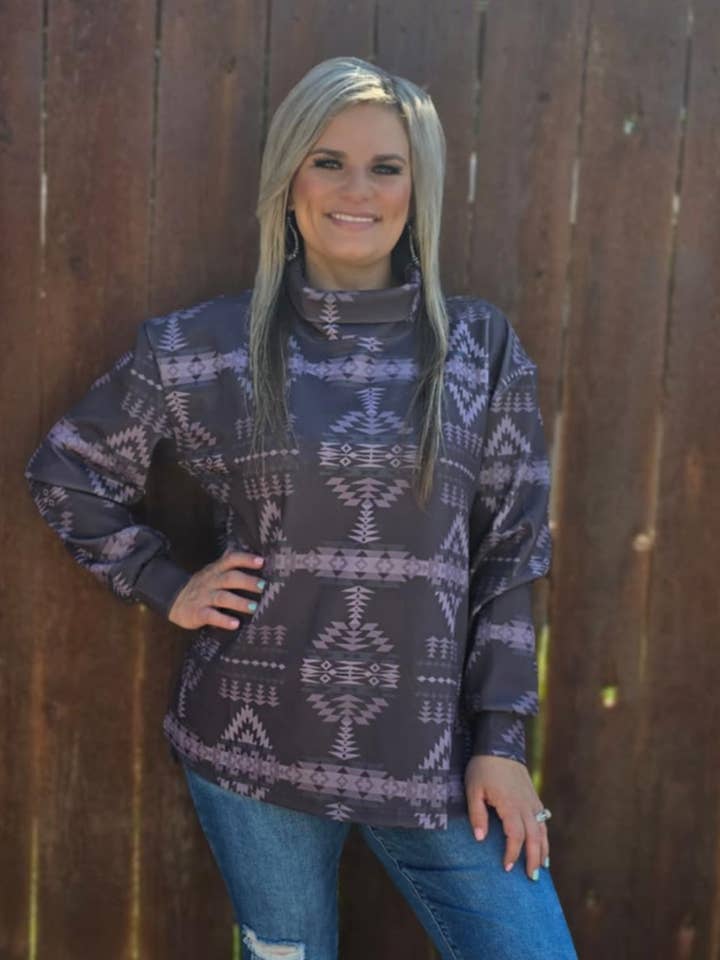 Berlin Aztec mock neck for wholesale by Sterling Kreek