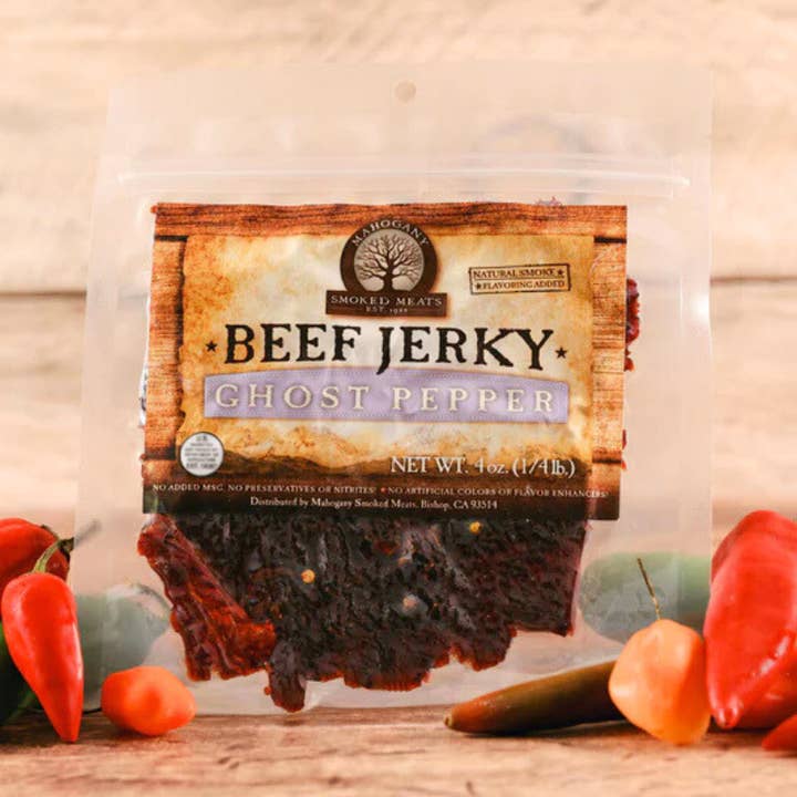 Ghost Pepper Beef Jerky - All-Natural, Spicy, 4oz for wholesale by Mahogany Smoked Meats