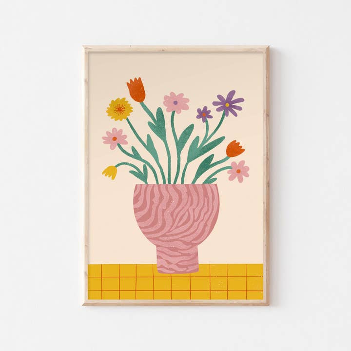 Lauren Sissons Studio - Wholesale Art Print - Illustrated Flower Vase Print - Modern Wall Art Poster