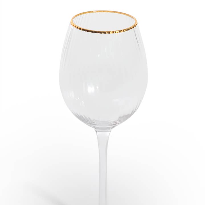 Set of 6 Traditional Wine Glasses with Gold Rims for wholesale by McGowan & Rutherford Ltd