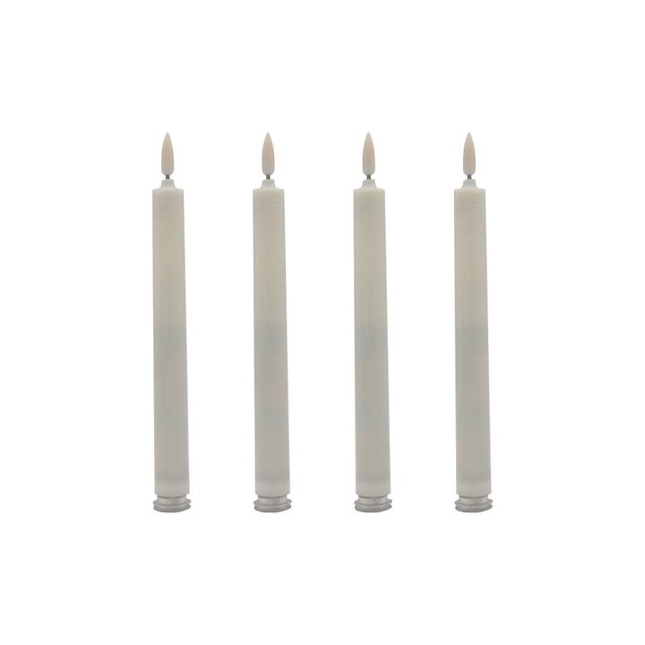 LumaBase - Wholesale Flameless Candle - Battery Operated Taper Candles, Bullet Flame(White)-Set of 4