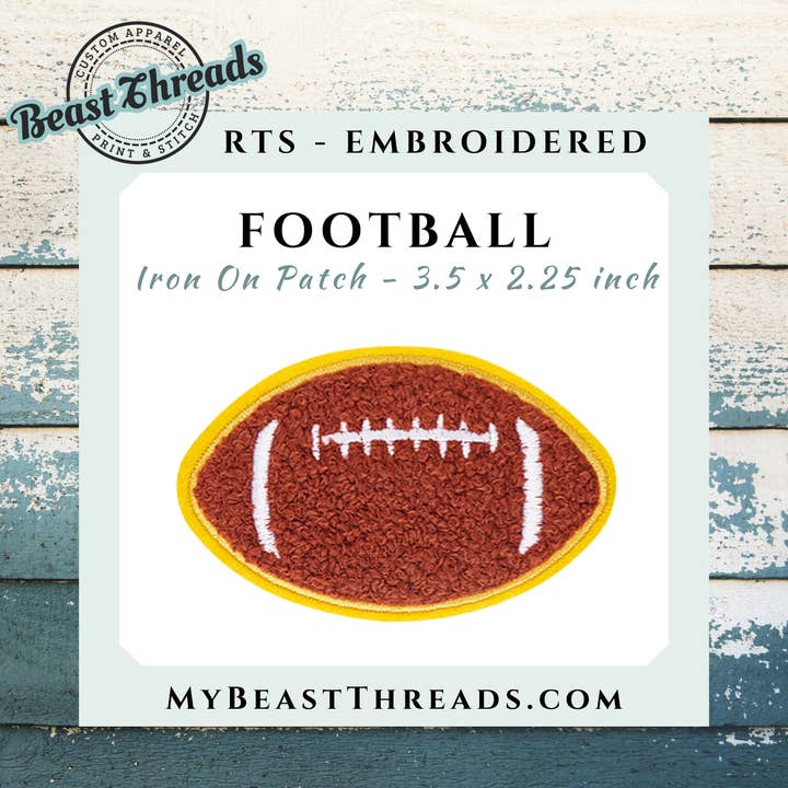 Football Embroidered Patch - RTS for wholesale by Beast Threads LLC