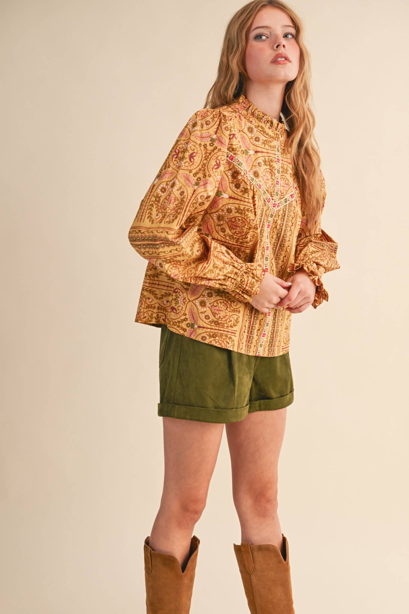 &MERCI - Wholesale Blouse - Women's - EXCLUSIVE FLORAL PRINT TOP WITH FLORAL TRIM MTP452813