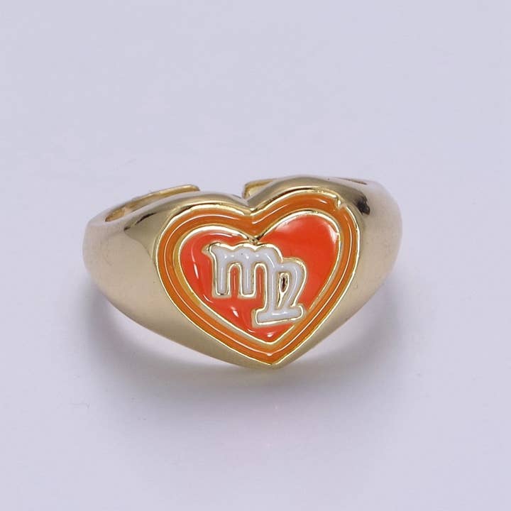 Aim Eternal - Wholesale Zegelring - Y2K Zegel Zodiac Ring Sterrenbeeld Emaille Gouden Ring, Astrologie Teken Horoscoop Ring Verjaardag Gepersonaliseerd Leuk Cadeau S-489-S-5005