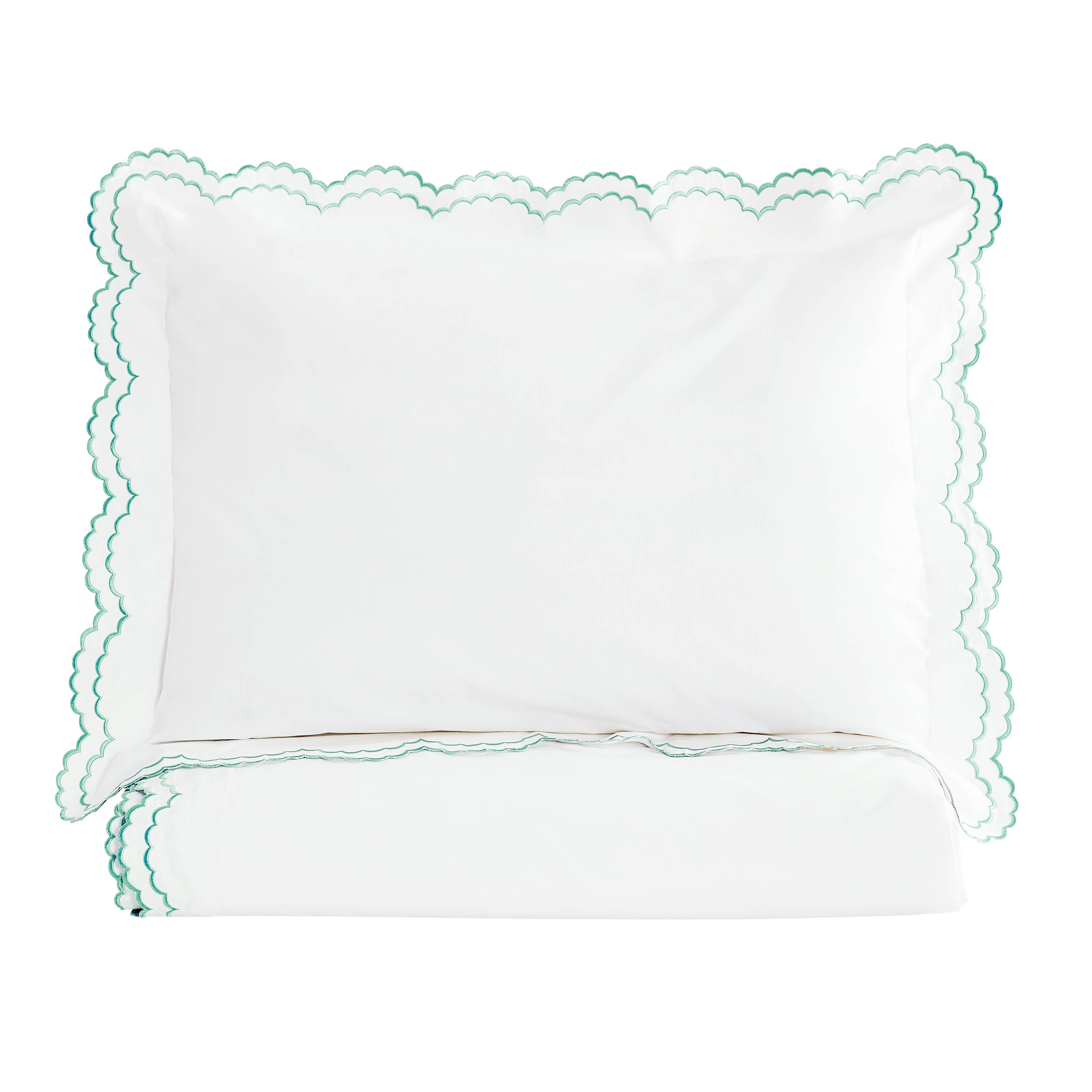 Mélange Home - Vente Housses de couette - Ensemble de housse de couette en percale de coton brodé à double festons19