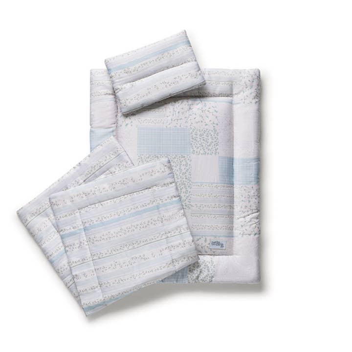 Petite Belle Mini Flora Patchwork Doll Set- Blue/Grey for wholesale by Petite Belle Bebe