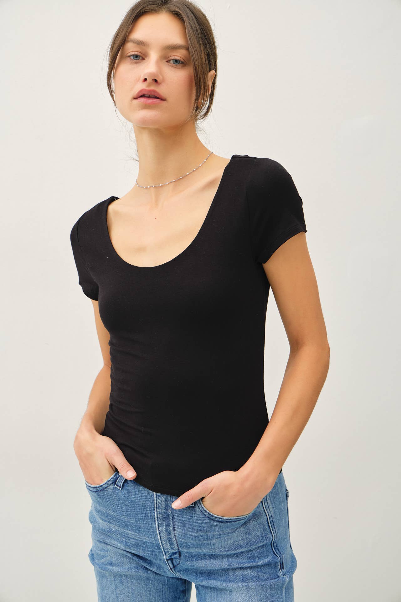 Be Cool - Wholesale T-Shirt - Women's - [SOFT CORE] BASIC DOUBLE LINED SCOOP NECK CAP SLEEVE TOP 16