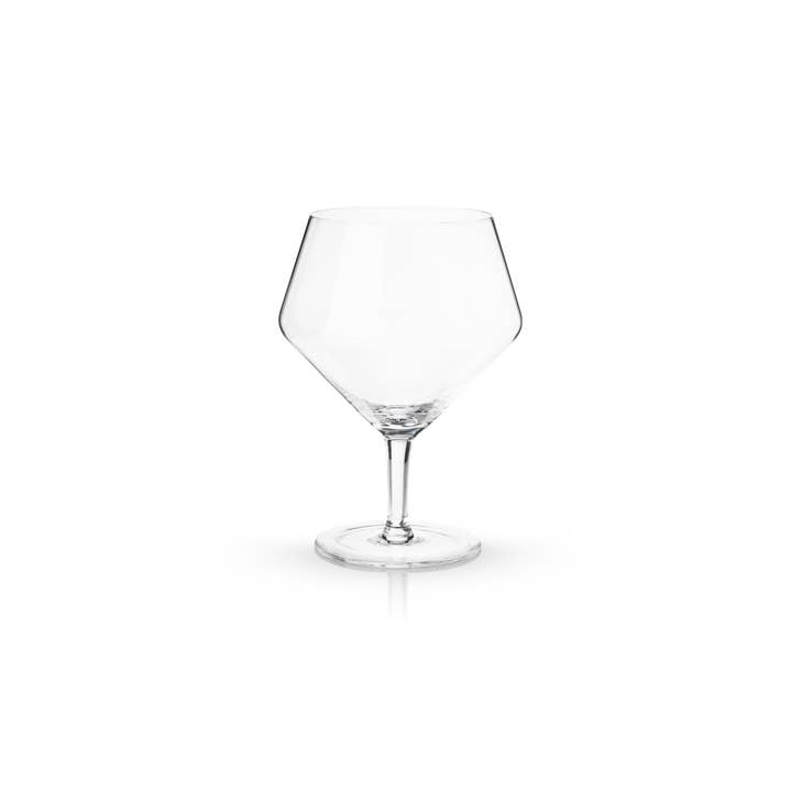 Viski - Wholesale Cocktail/Liquor Glass - Raye™ Stemmed Angled Crystal Gin and Tonic Glasses Set of 22