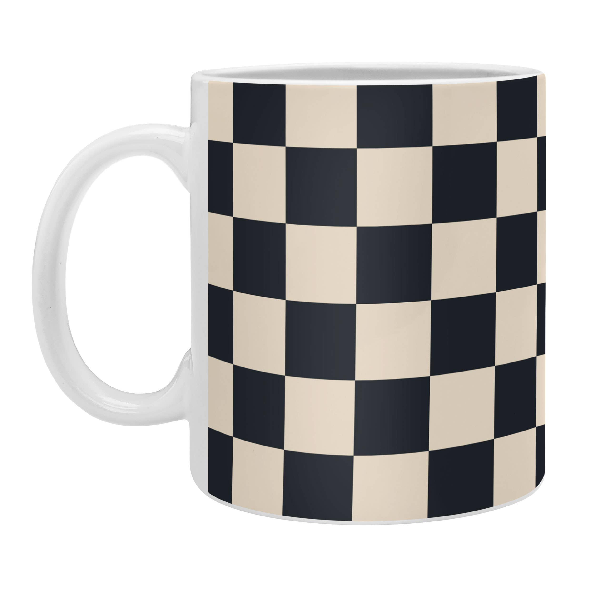 Deny Designs - Wholesale Coffee Mug - Cuss Yeah Designs Black Cream Checker Pattern Coffee Mug1