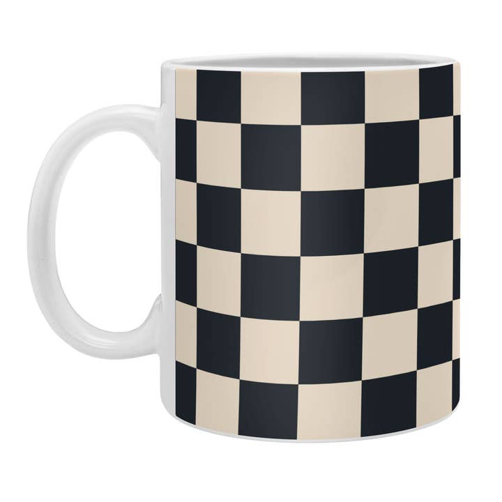 Deny Designs - Wholesale Coffee Mug - Cuss Yeah Designs Black Cream Checker Pattern Coffee Mug1