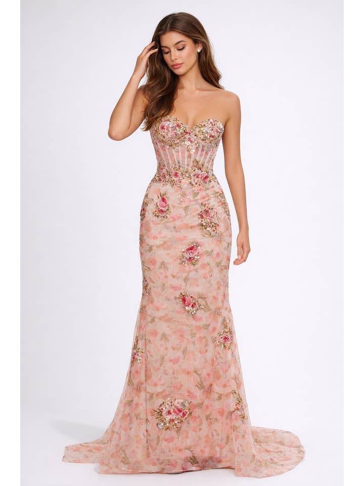 PROM-STRAPLESS TULLE MATERIAL for wholesale by FashionShowcase