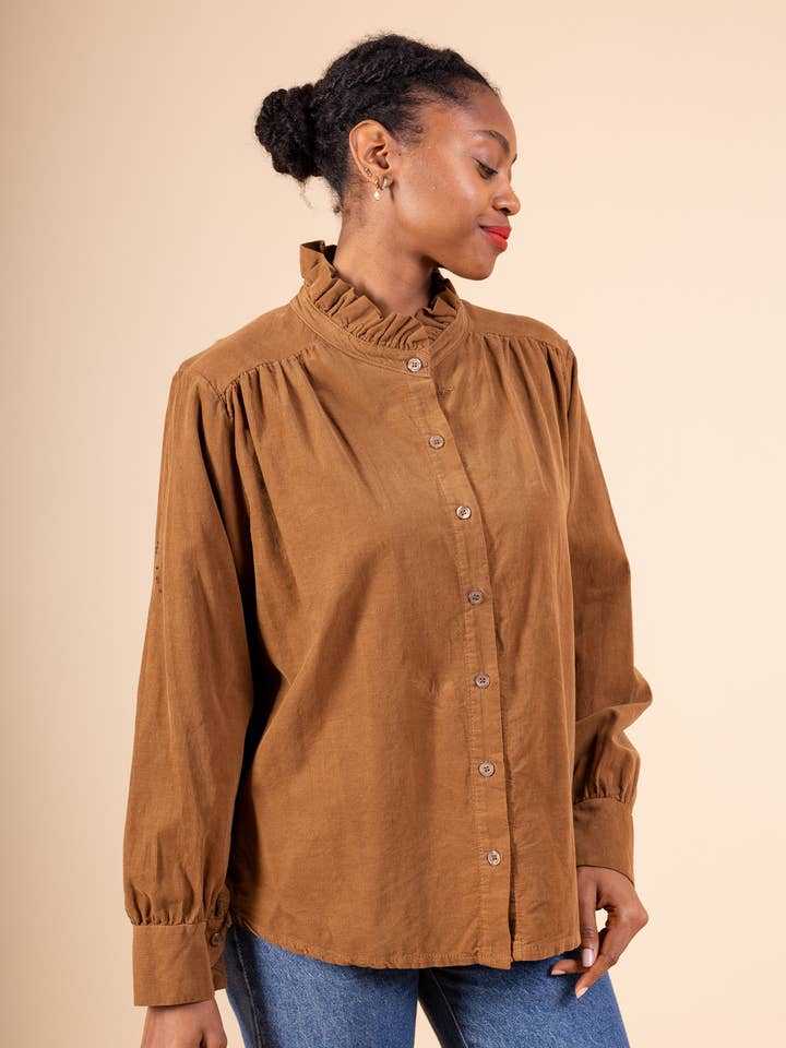 Mimi & Gogo - Wholesale Button Down Shirt - Women's - Velvet Shirt with Victorian Collar @69017_ChVColVictorien6