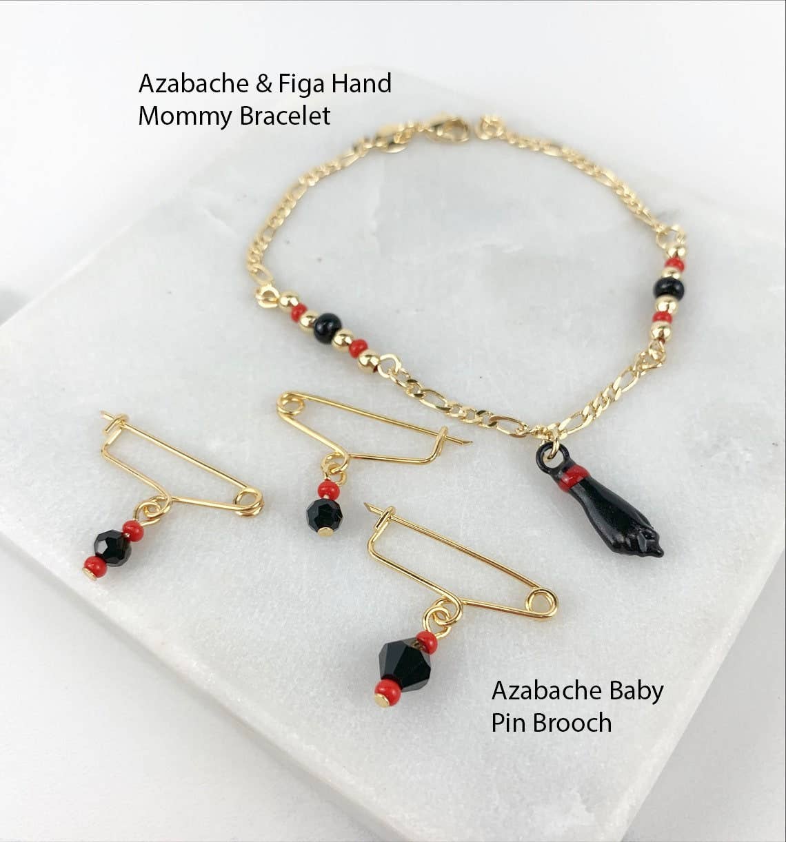 Luxus Accessories - Wholesale Brooch - 18k Gold Filled Azabache Baby Pin Brooch or Bracelet7