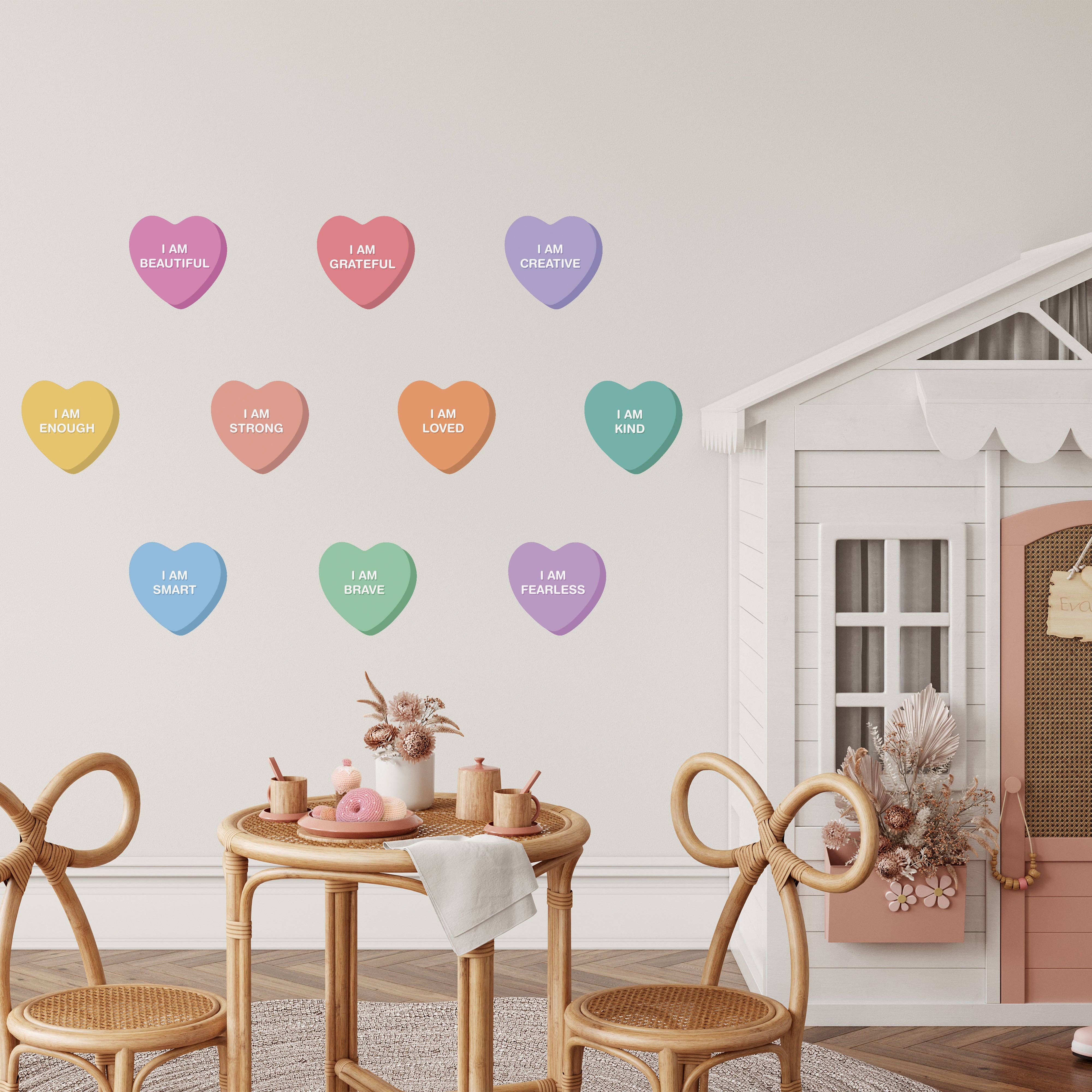 Cherrypick – wholesale Wall decal/stickers – Peel & Stick Fabric Wall Stickers - Affirmation Candy Hearts (Bright)2