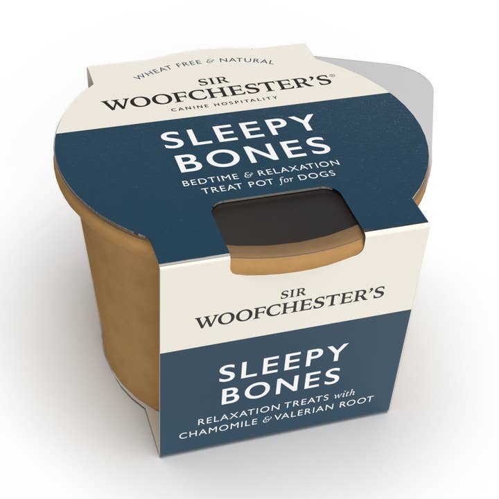Sleepy Bones Treat Pot · Bedtime & Relaxation Dog Treats for wholesale by Sir Woofchester’s