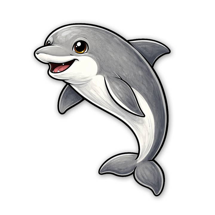 Ollie the Dolphin sticker for wholesale by Sticker Atlas