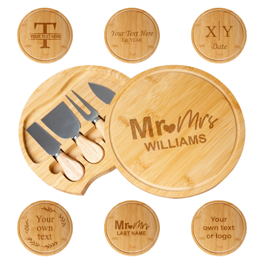 Famgraving - Wholesale Cheese Board - Personalized Charcuterie cheese knives board Set/4 Pieces 13