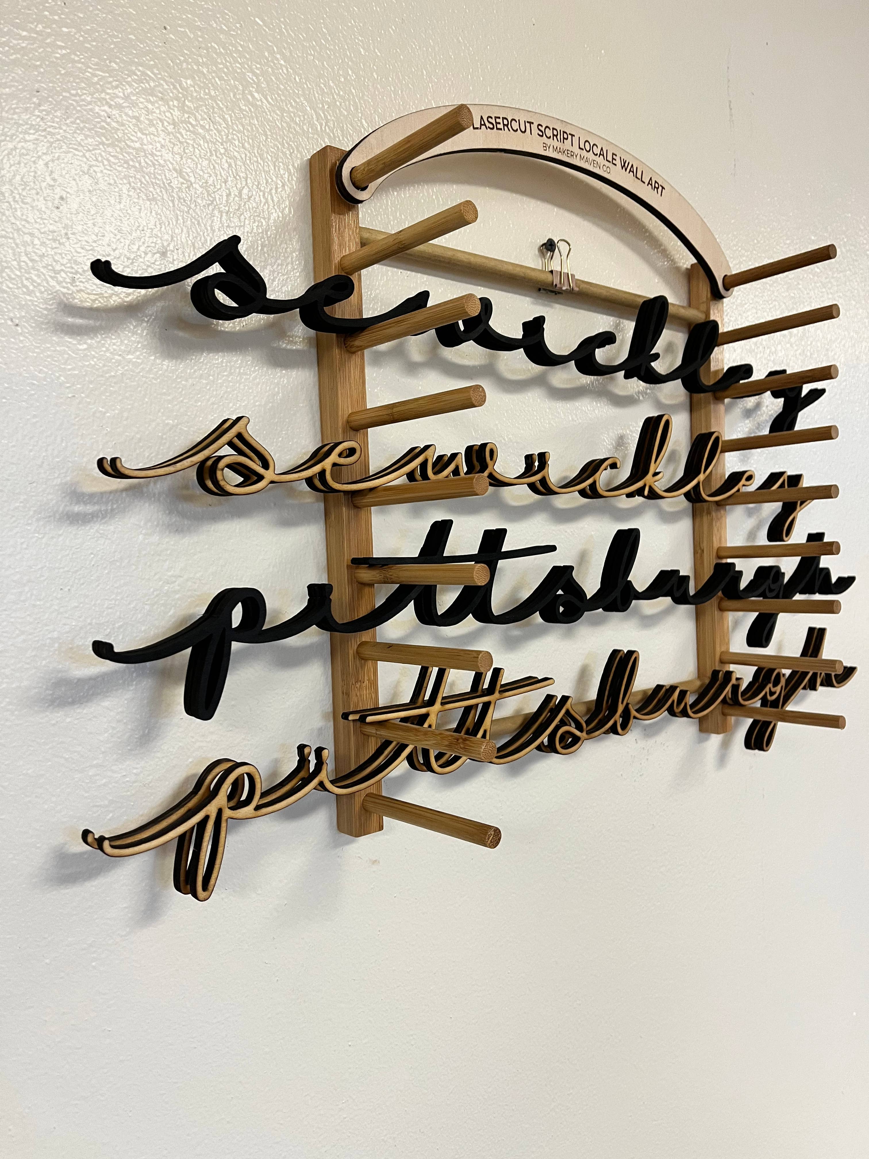 Makery Maven Co. - Wholesale Wall Accent - State Collection | Lasercut Script Locale Wall Art11
