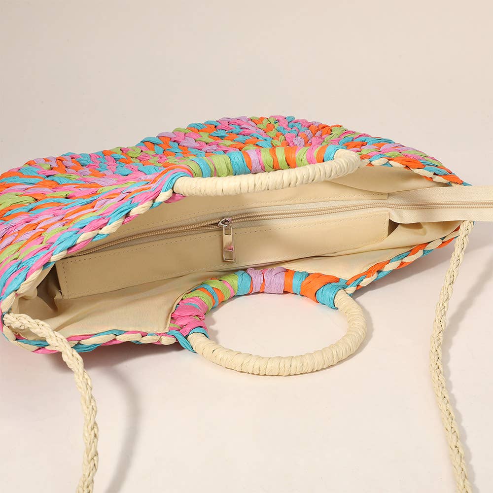 Sensibling Corp. - Venta al por mayor Bolso con asas - Mujer - Bolso de Mano de Yute con Asa Redonda de Tejido Multicolor / Bolso de Mano11