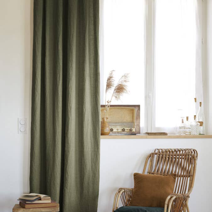 CURTAIN 140 x 270 cm SOLINE Thyme for wholesale by L'effet Papillon
