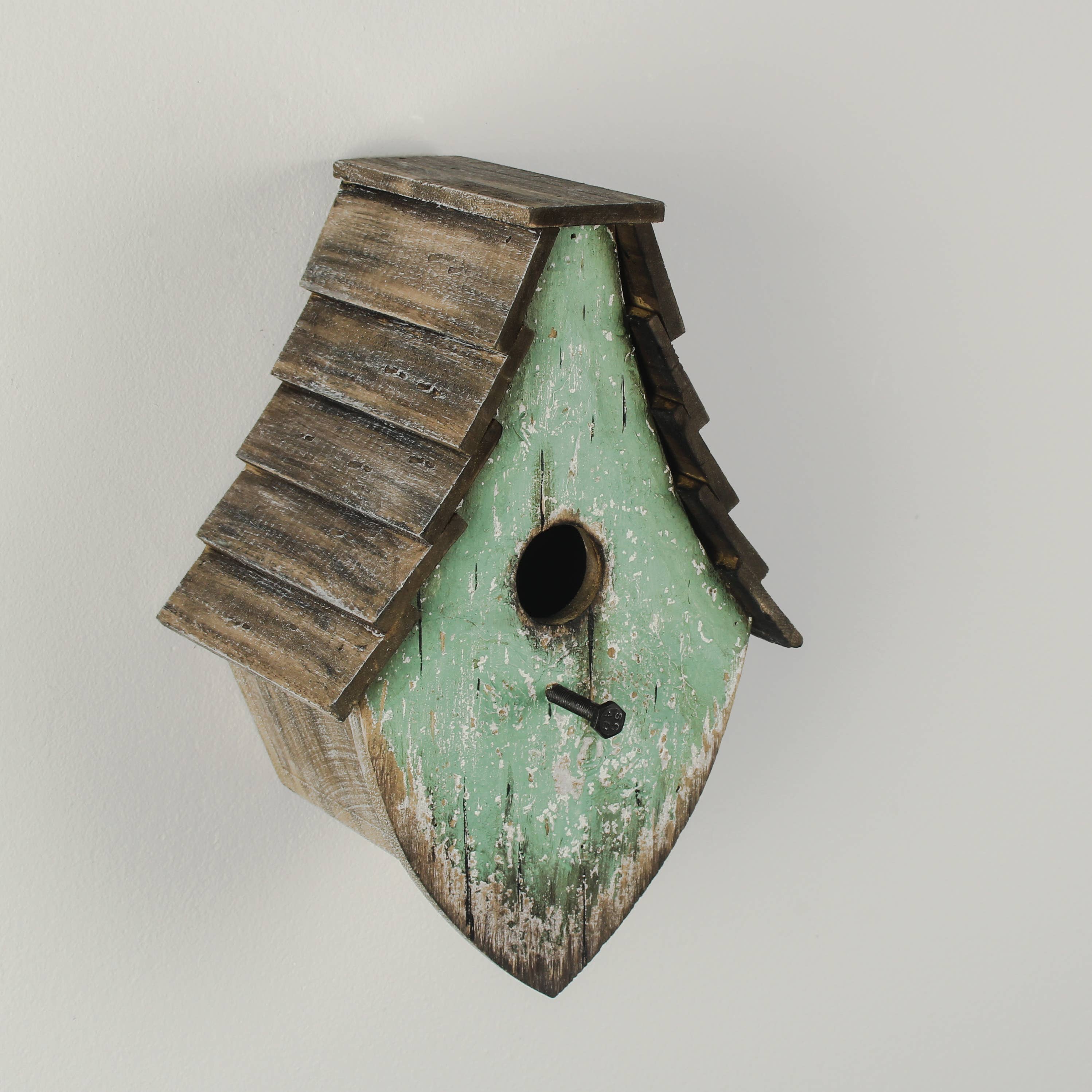 Originals International Ltd - Wholesale Bird House - Rustic Hand-Painted Wooden Bird house – Distressed Green1