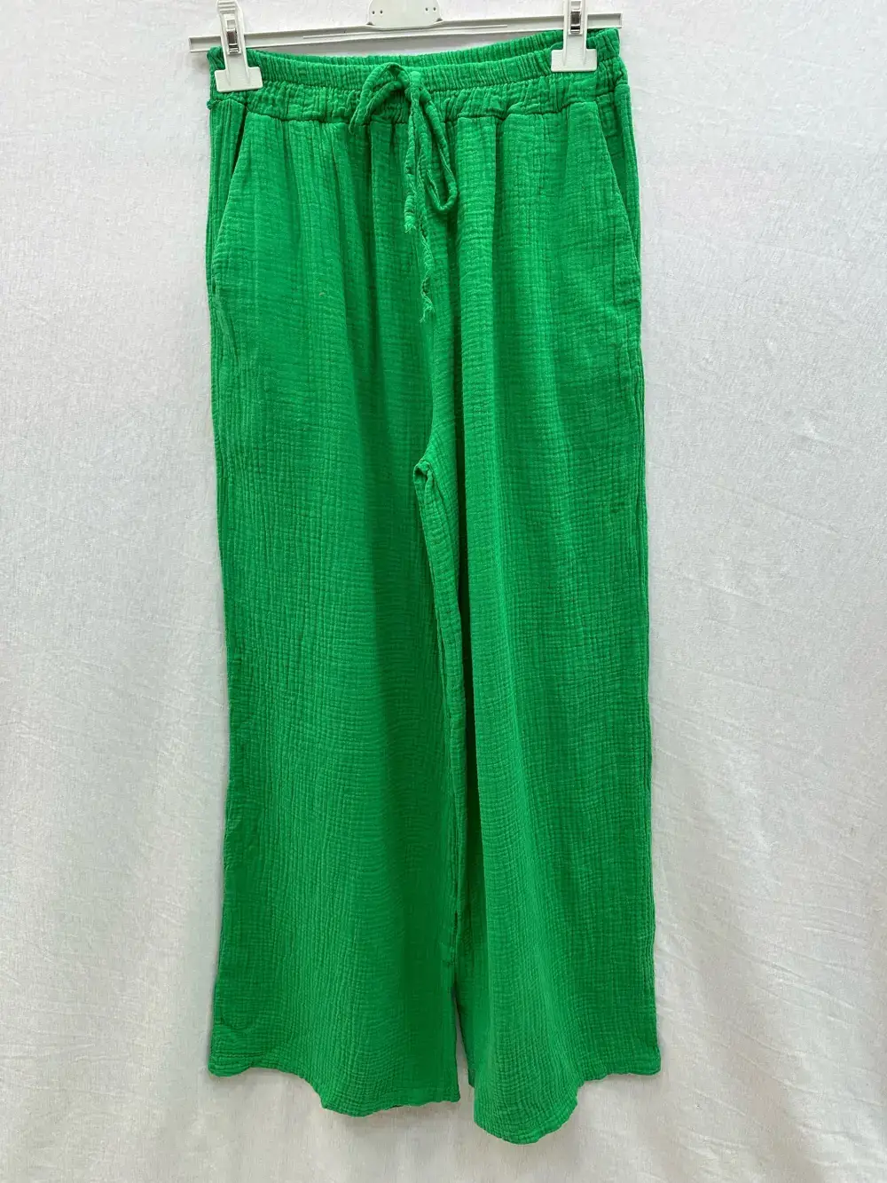 Mimi & Gogo - Wholesale Pants - Women's - Cotton gauze pants with pockets @5375_PGazePoches30