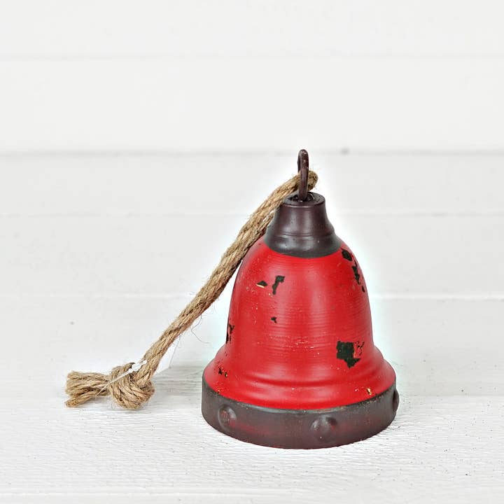 Holiday Depot Inc. - Wholesale Ornament - M10835- 4X5.5in Distressed Jingle Bell Ornament-Red-0/24