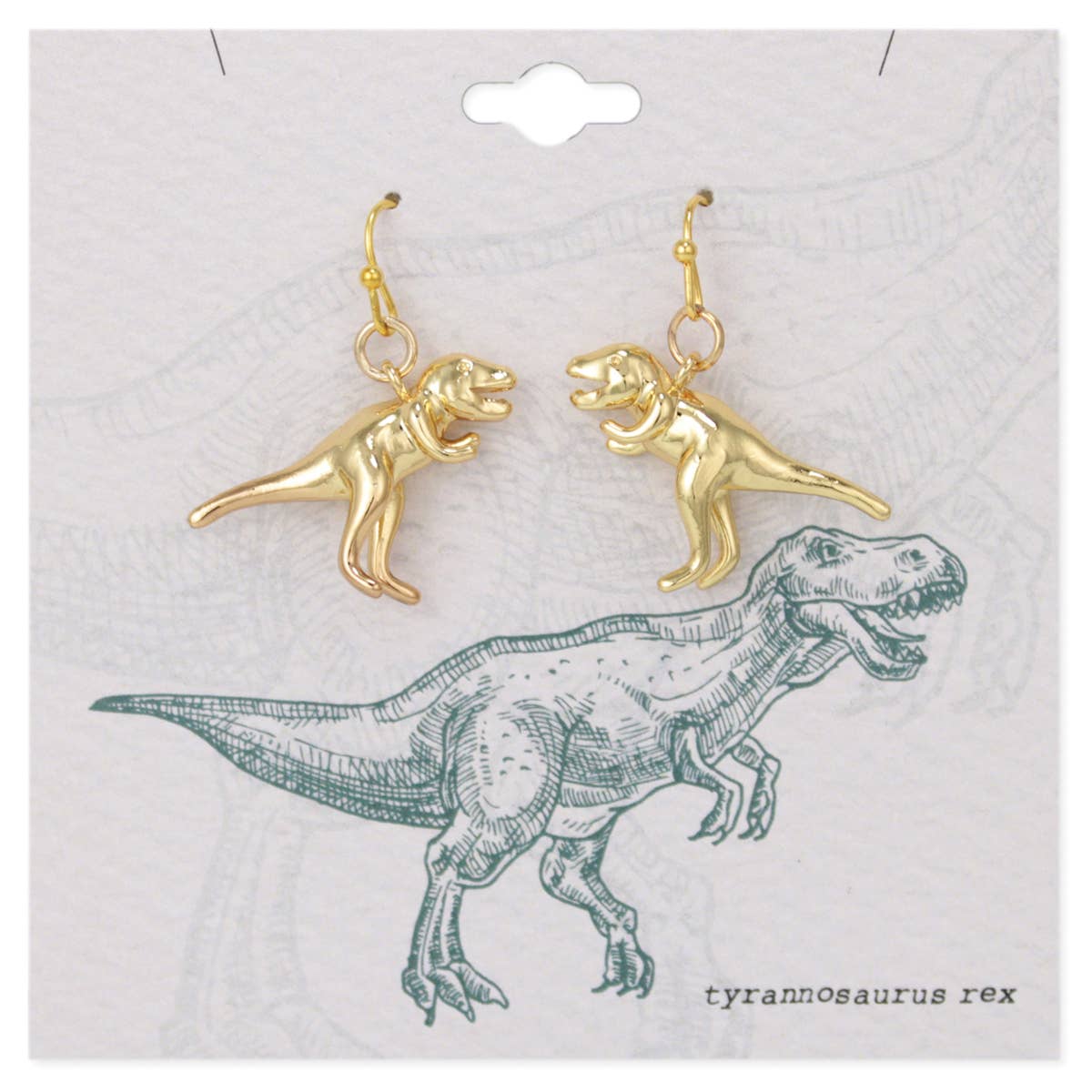 ZAD - Wholesale Dangle Earrings - Prehistoric Times Gold Tyrannosaurus Rex Earrings1