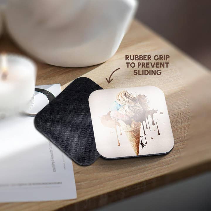 3dRose - Wholesale Coasters - 3dRose, Ice Cream Cone Of Ice Cream Illustration, Coaster10