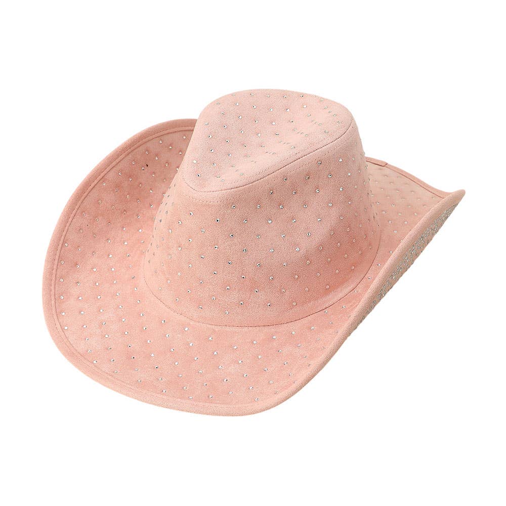 Sensibling Corp. - Wholesale Cowboy Hat - Women's - Rhinestone Embellished Faux Suede Western Cowboy Fedora Hat19