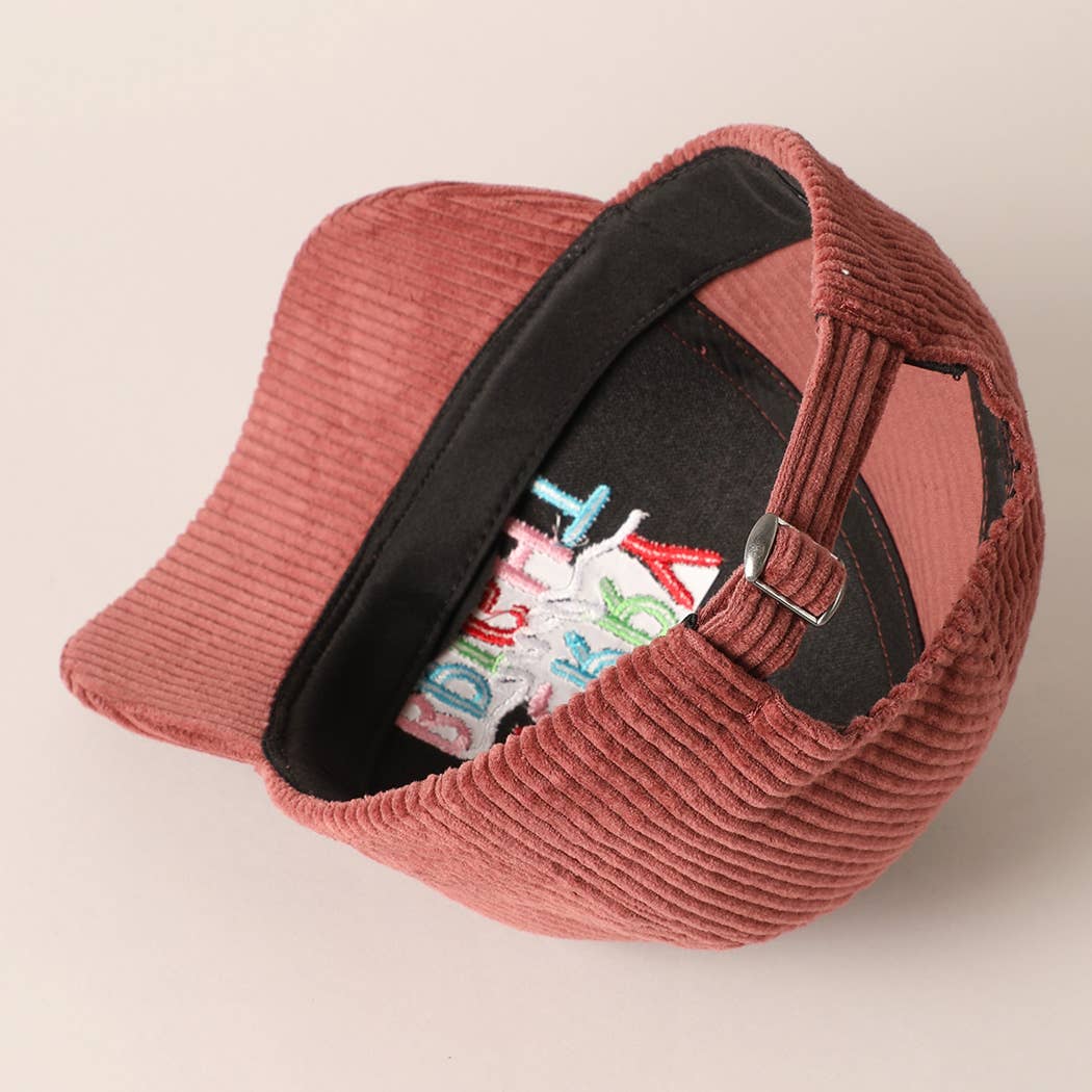 Fashion City - Wholesale Baseball Cap - Women's - MERRY BRIGHT Embroidery Corduroy Cap11