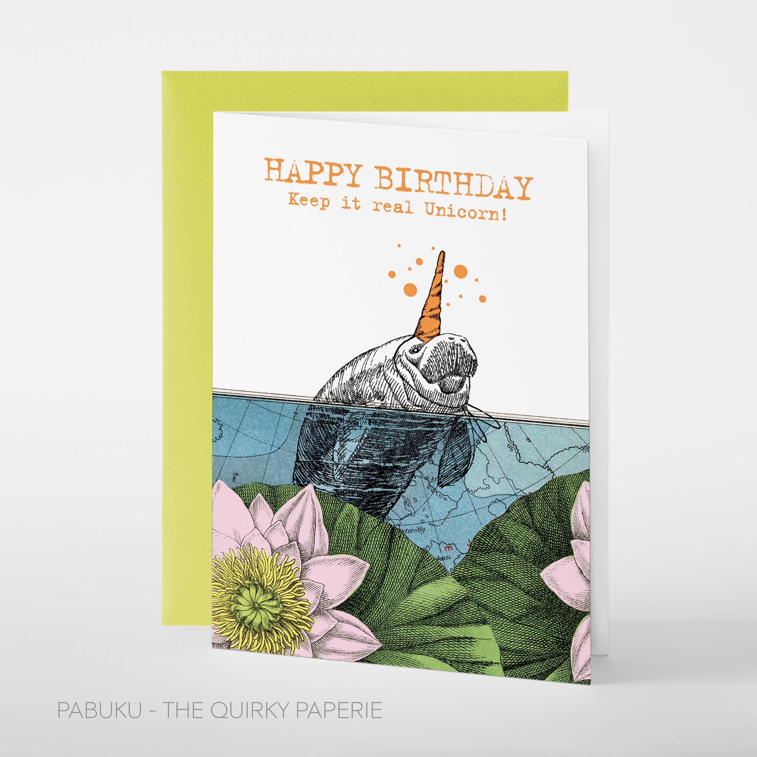 Pabuku - Wholesale Birthday Card - Birthday Unicorn Manatee | Birthday Card0