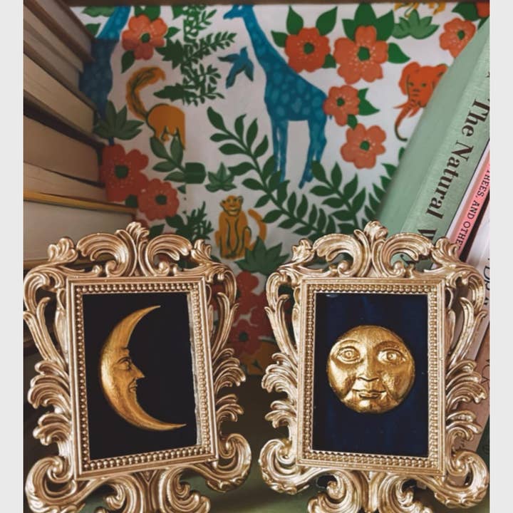 Kaleigh Day Art - Wholesale Wall Sign - Whimsigoth Celestial Crescent Moon Frame Wall Hanging