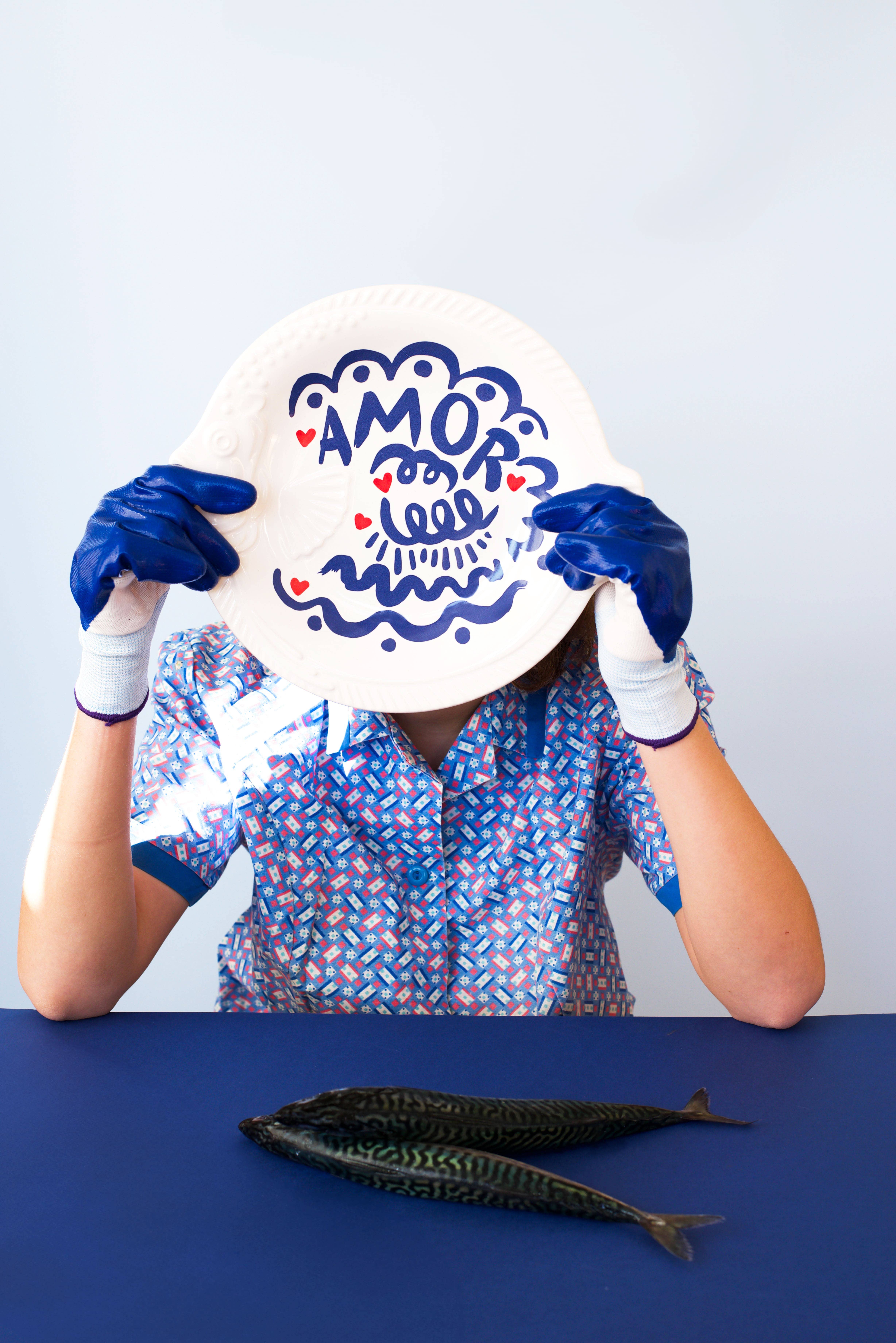 Pied De Poule - Vente Assiette - Plat Poisson - AMOR BLEU