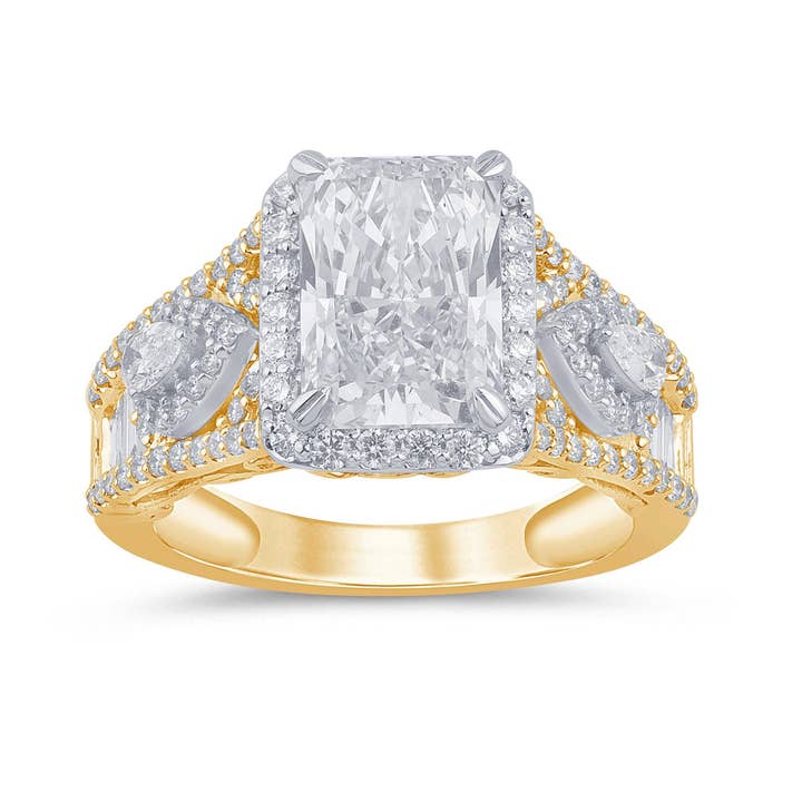 4,00 CTW Radiant Cut Vs Lab Odlade Diamantring i 14 Kt Guld för wholesale av White Rock