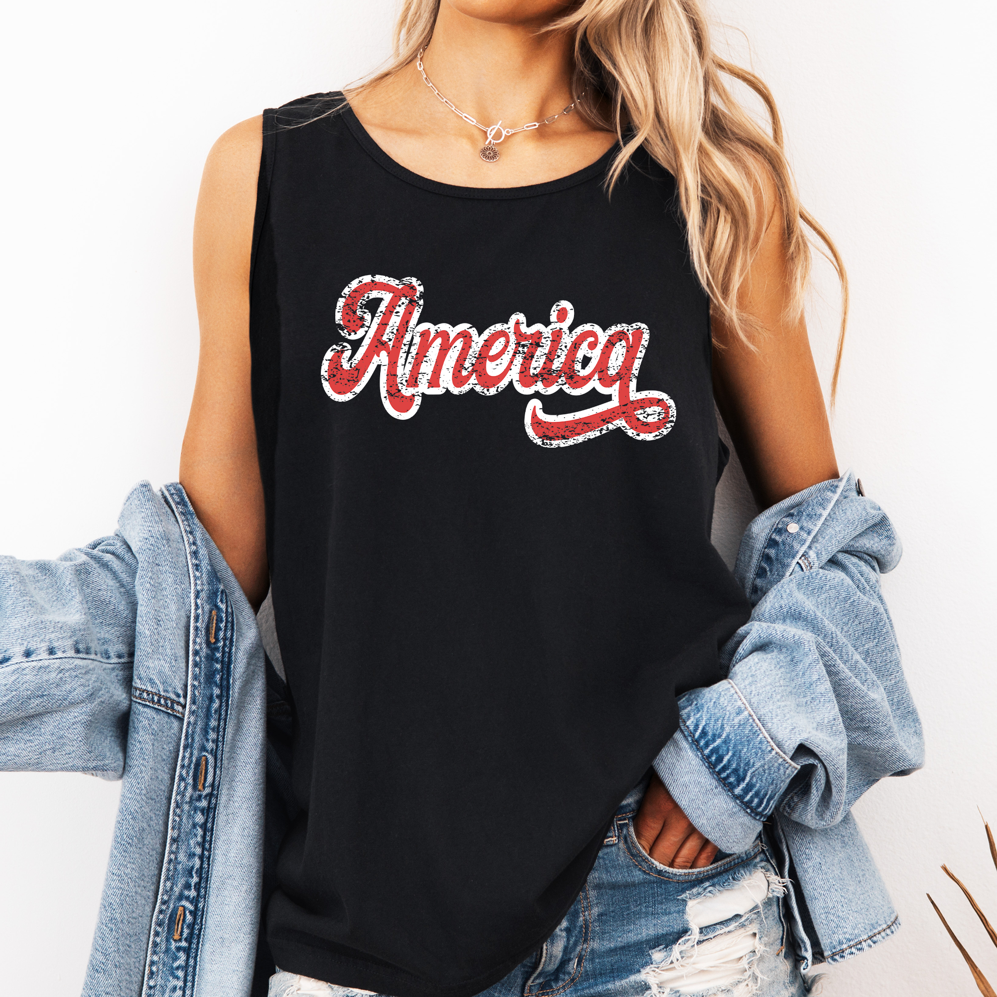 Refinery Number One LLC - Wholesale Tank Top - Women's - Vintage America, Fourth of July, America USA Tank Top0