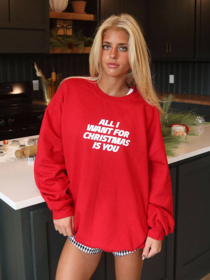 FRIDAY + SATURDAY - Wholesale Graphic Sweatshirt - Women's - F+S: ALL I WANT FOR CHRISTMAS SWEATSHIRT (FRONT + BACK)