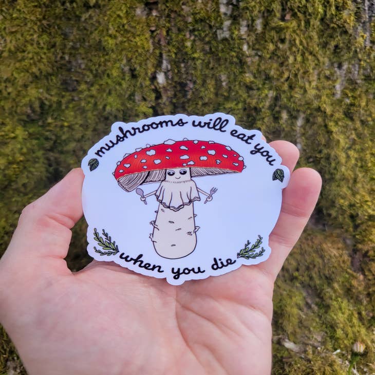 cute mushroom sticker sheet, laminated waterproof vinyl stickers,  scrapbook, cup