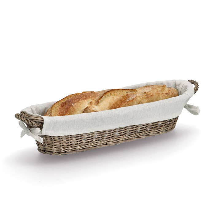nature Baguette Basket with Bag, Wicker/Canvas for wholesale on Faire1