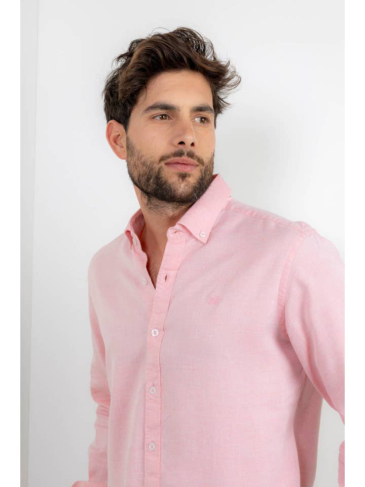 Custi Mikelo: Men's Clothing & Christmas Gifts - Wholesale Button Down Shirt - Men's - Plain Pink Cotton Shirt | Aguadulce