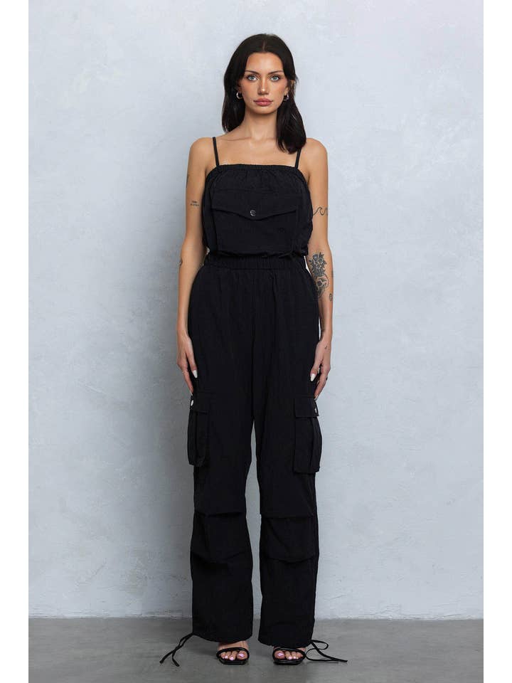 No Vacancy - Wholesale Jumpsuit - Women's - Tube top parachute cargo jumpsuit