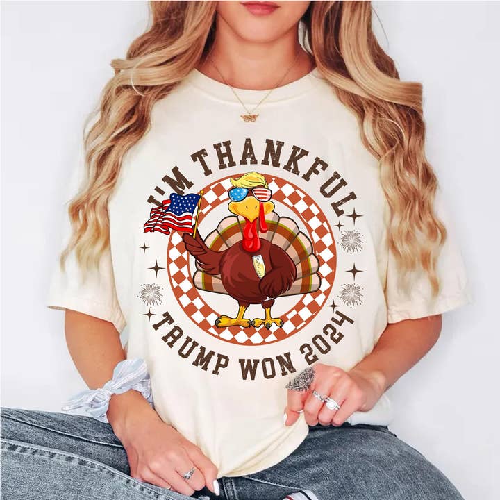 I'm Thankful Trump Won Tee, Thanksgiving Political Sweater for wholesale by NVC Ecommerce LLC