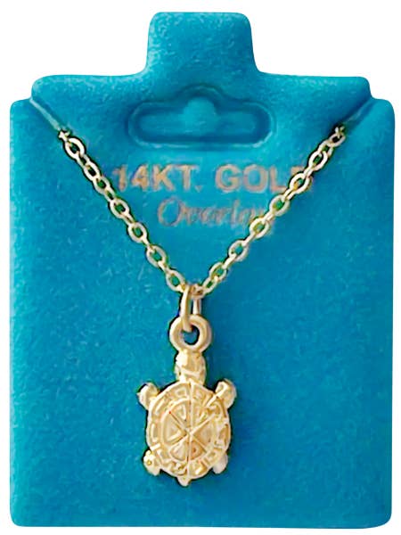 Hergestellt in den USA Mini-Schildkröten-Halskette Gold oder Silber für den Großhandel von New England Gold Inc.