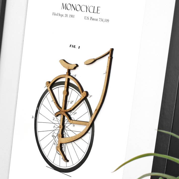 Monociclo/Unicycle Patent Art por atacado de Simply Cut Art