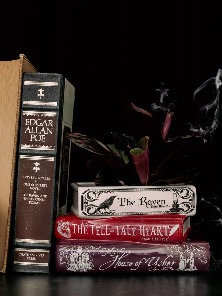 Stacked Book Planter, The Raven for wholesale by Steel Mill and Co.