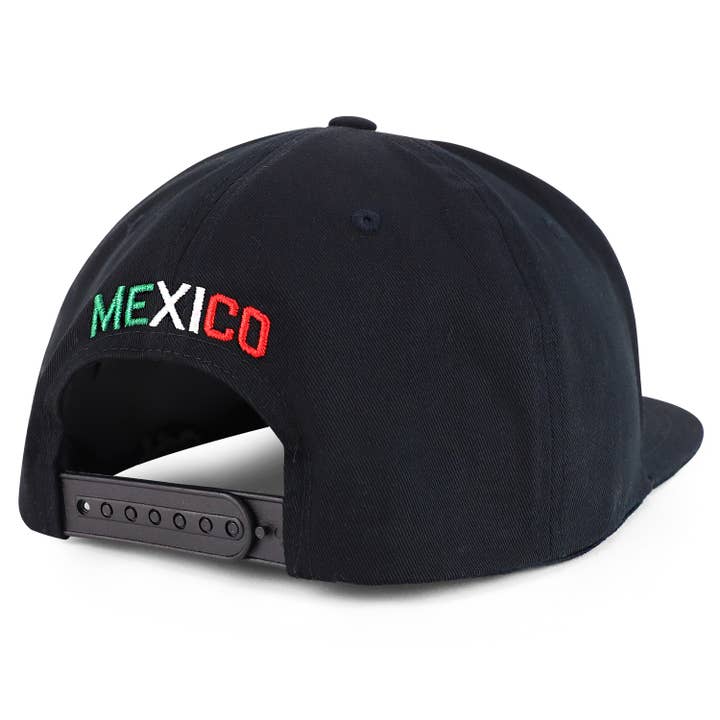 Trendy Apparel Shop - Wholesale Flat Brim Cap - Men's - Oversized Hecho en Mexico Eagle 3D Embroidered Flatbill Cap