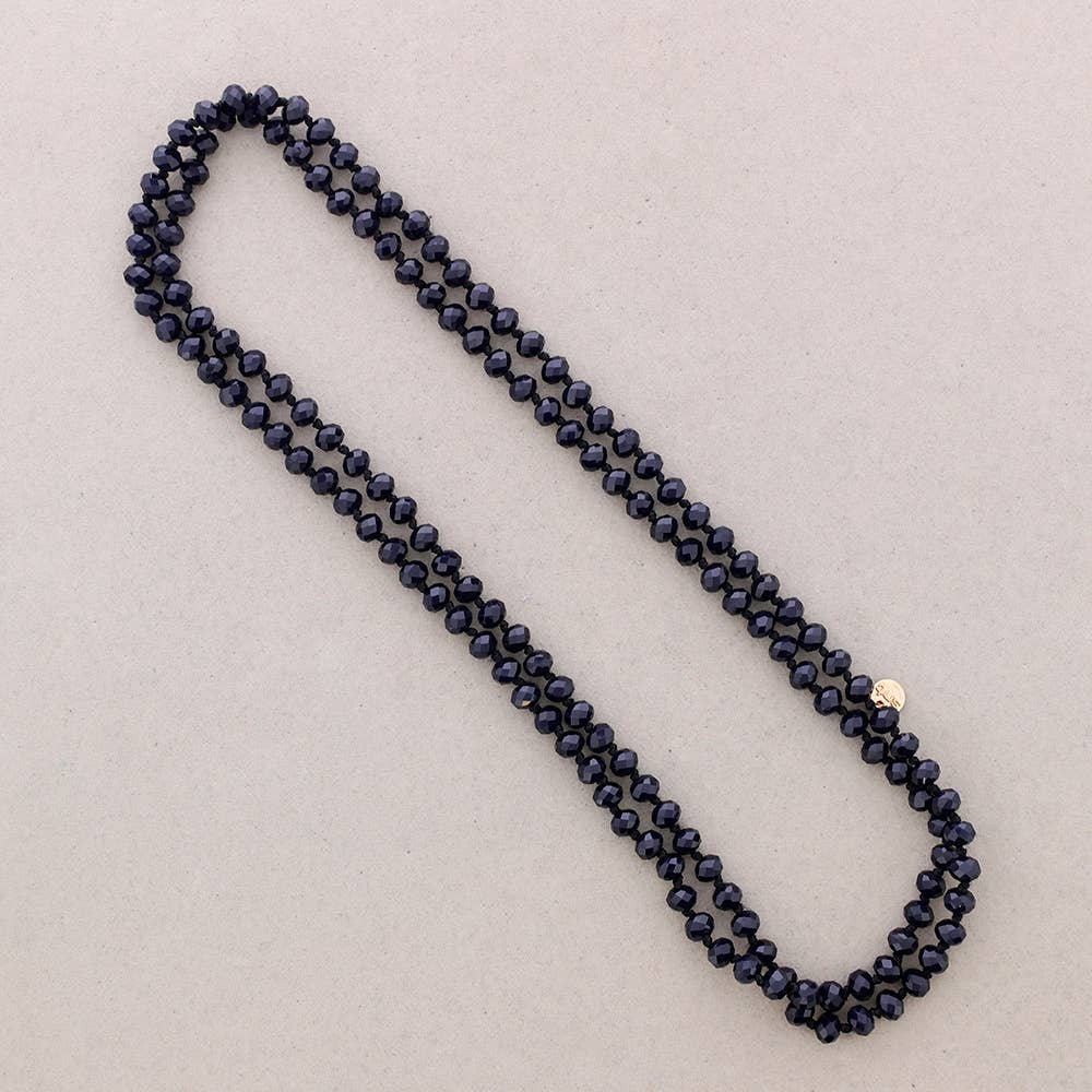 Sonata – wholesale Snap jewellery – Long Necklace with Knots and Faceted Crystal Beads 1.2M*8mm (A)5