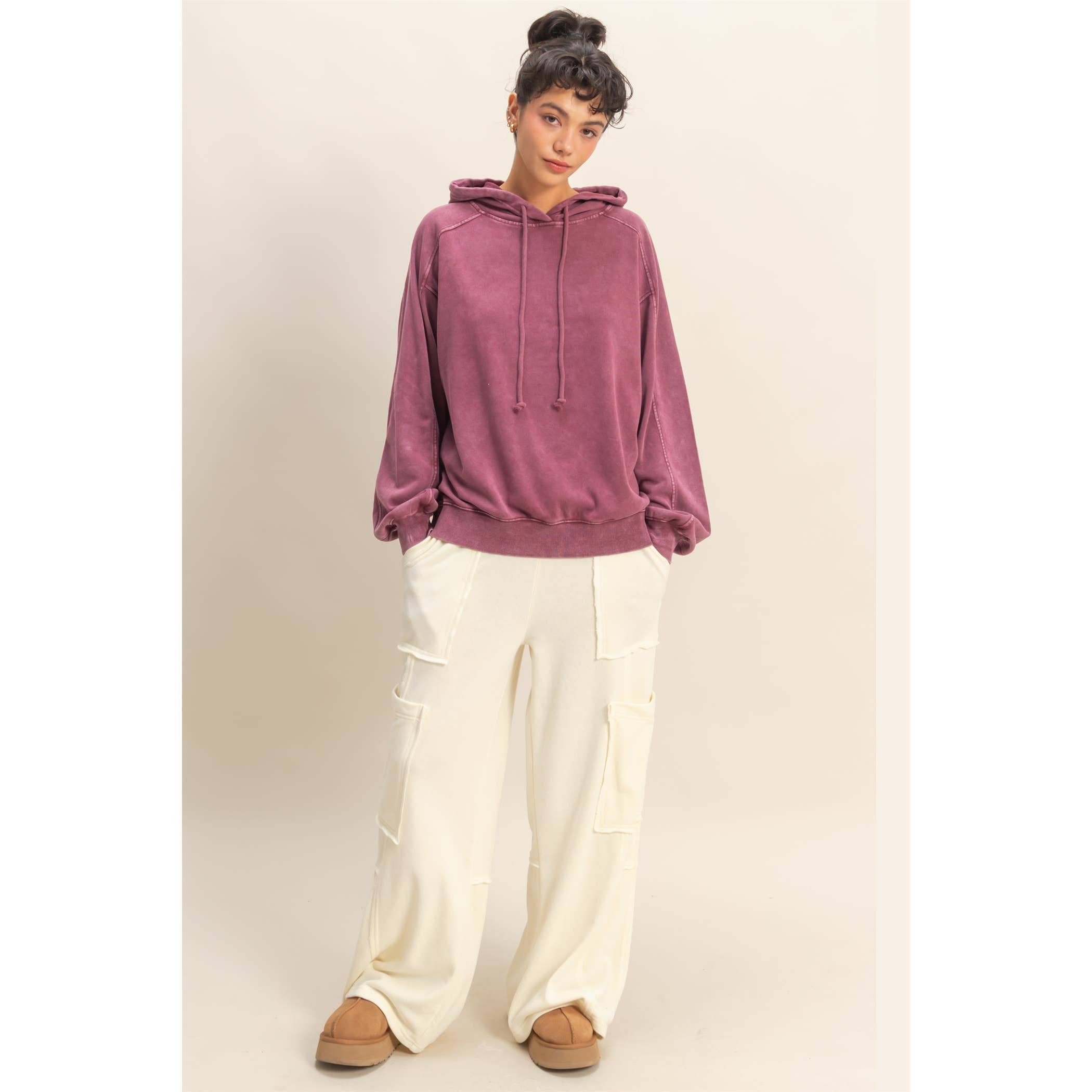 Double Zero - Wholesale Hoodie - Women's - Mineral Washed Seam Detail Hoodie27