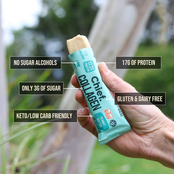 Chief Nutrition USA - Wholesale Snack Bar - Collagen Protein Bar - Peanut Butter (12 bars)4