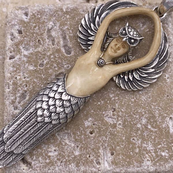Goddess Design Studio - Wholesale Individual Charm/Pendant - Sterling Silver Owl Goddess in 2 sizes